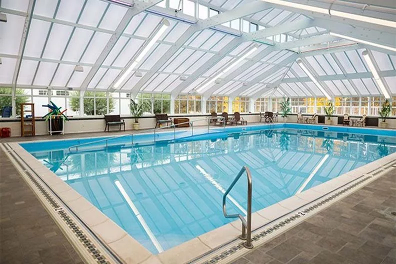 An indoor swimming pool at St. Barnabas Health system